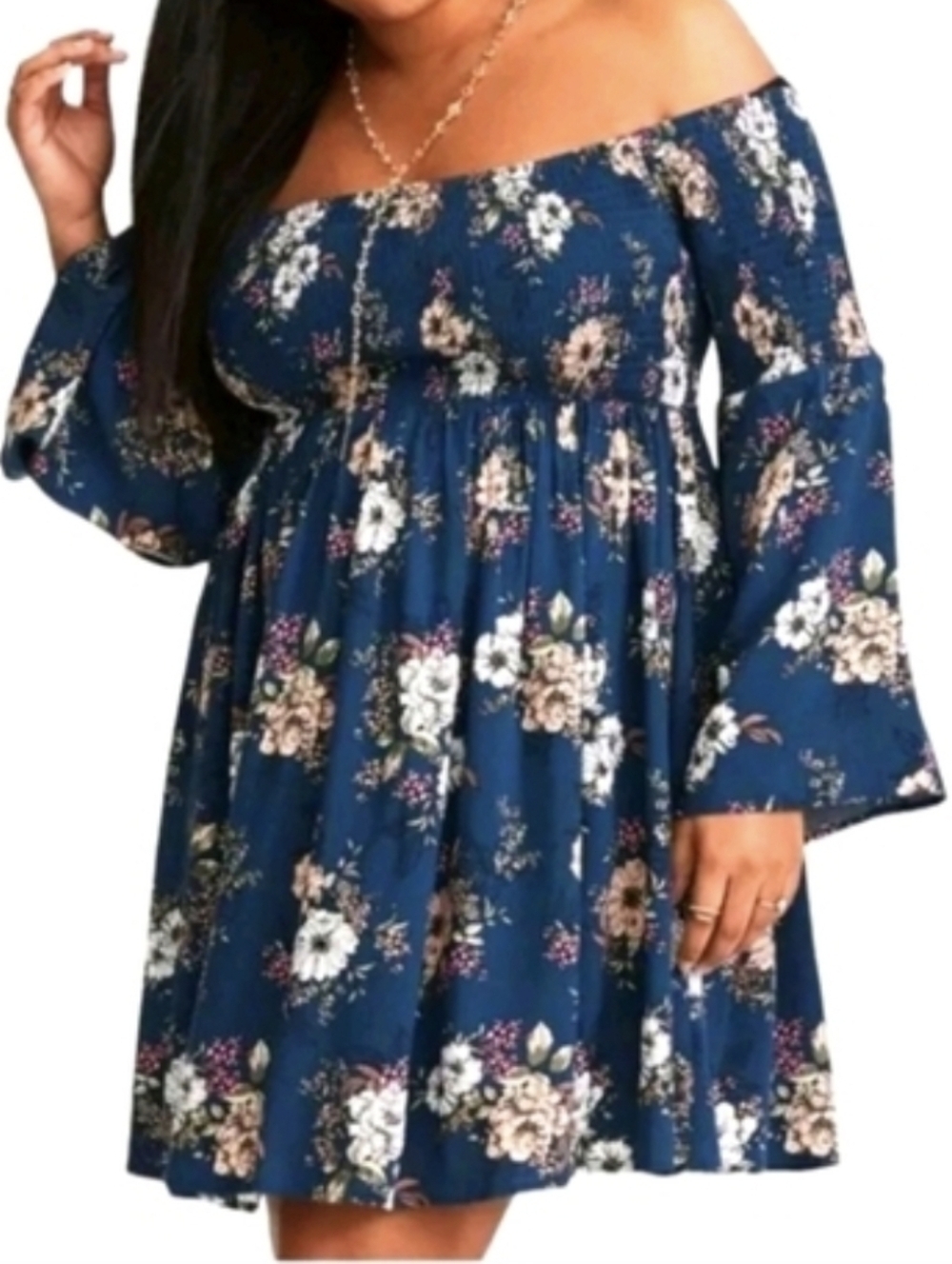 NWT Torrid Navy and White Floral Textured Fabric.Off Shoulder .SIZE:1